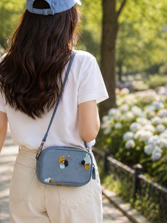 Coach Handbags - Coach Pebble Leather Floral Crossbody Bag - Slate Blue. Xs size ❌❌